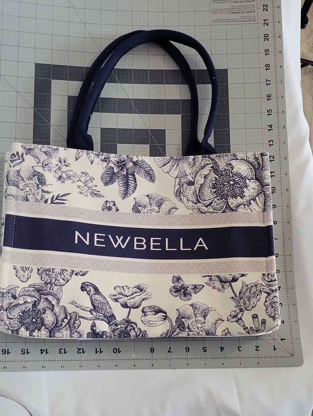 NEWBELLA Navy Floral Print Tote Bag